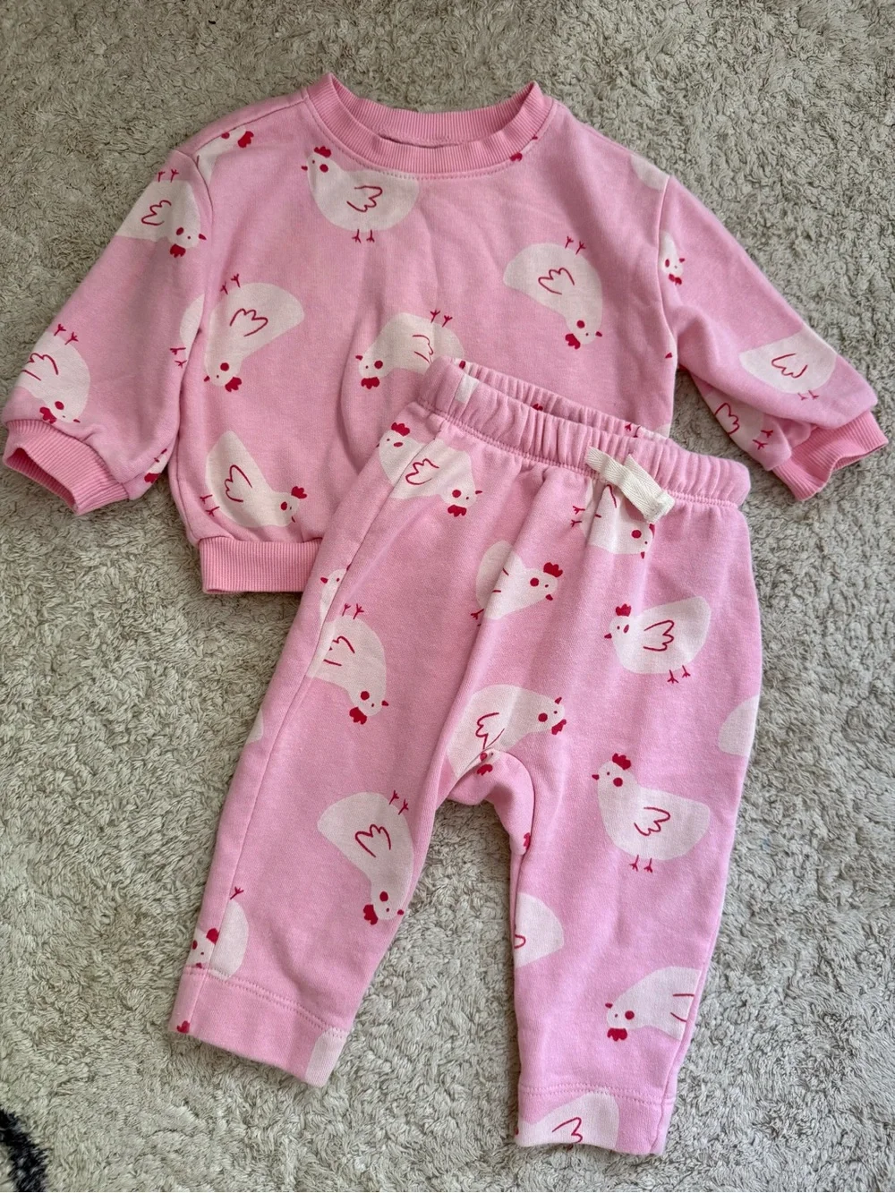 Old Navy Pink Chicken Print Set